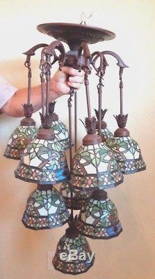 Tiffany Vintage Style Stained Glass Lamp Shades 10 Arms Bulb Chandelier