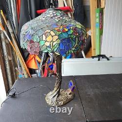 Tiffany style stained glass butterfly table lamp Tree Base