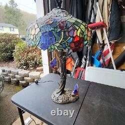 Tiffany style stained glass butterfly table lamp Tree Base
