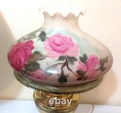 Two (2) Antique Porcelain & Brass Hand Painted Victorian Lamps 2 Lamps=1 Price