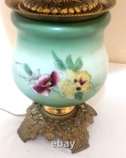 Two (2) Antique Porcelain & Brass Hand Painted Victorian Lamps 2 Lamps=1 Price