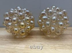 Two Vintage Helena Tynell Style Globe Bubble Glass Iridescent Light Shade 3 Fit