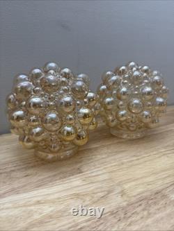 Two Vintage Helena Tynell Style Globe Bubble Glass Iridescent Light Shade 3 Fit