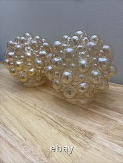 Two Vintage Helena Tynell Style Globe Bubble Glass Iridescent Light Shade 3 Fit