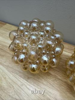 Two Vintage Helena Tynell Style Globe Bubble Glass Iridescent Light Shade 3 Fit