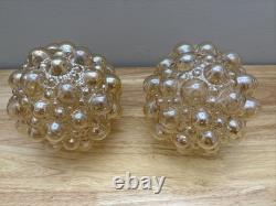 Two Vintage Helena Tynell Style Globe Bubble Glass Iridescent Light Shade 3 Fit