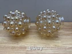 Two Vintage Helena Tynell Style Globe Bubble Glass Iridescent Light Shade 3 Fit