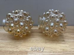 Two Vintage Helena Tynell Style Globe Bubble Glass Iridescent Light Shade 3 Fit