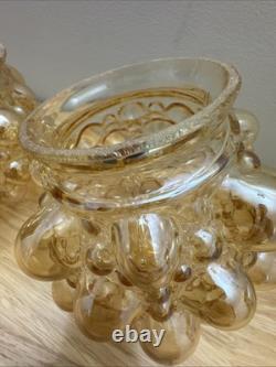 Two Vintage Helena Tynell Style Globe Bubble Glass Iridescent Light Shade 3 Fit