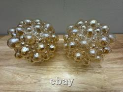 Two Vintage Helena Tynell Style Globe Bubble Glass Iridescent Light Shade 3 Fit