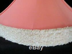 Two Vintage Reglor Deco Lamp Shades New Salmon Fabric Original Frames White Trim