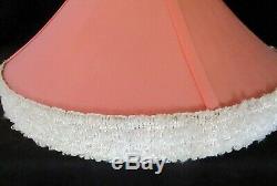 Two Vintage Reglor Deco Lamp Shades New Salmon Fabric Original Frames White Trim