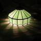Unique Green Vintage Stained Glass Hanging / Light E Lamp & Shade / Slag Glass