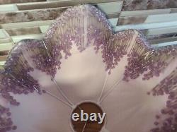 Unique Vintage Lamp Shade Purple Pink Lace Beads Tassles Victorian Style 18tall