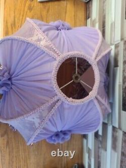 Unique Vintage Lamp Shade Purple Pink Lace Beads Tassles Victorian Style 18tall