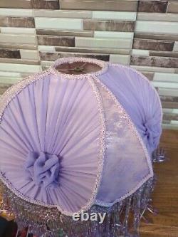 Unique Vintage Lamp Shade Purple Pink Lace Beads Tassles Victorian Style 18tall