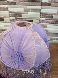 Unique Vintage Lamp Shade Purple Pink Lace Beads Tassles Victorian Style 18tall