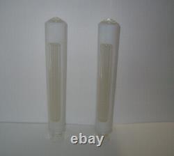 Unusual Pair Vintage ART DECO TORPEDO BULLET SKYSCRAPER GLASS SHADES, 13-5/8