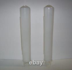 Unusual Pair Vintage ART DECO TORPEDO BULLET SKYSCRAPER GLASS SHADES, 13-5/8