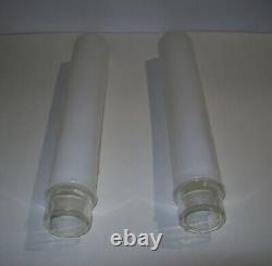 Unusual Pair Vintage ART DECO TORPEDO BULLET SKYSCRAPER GLASS SHADES, 13-5/8