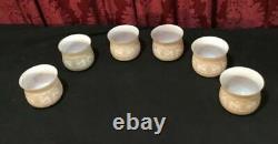 Unusual Set Of 6 Vintage Antique Victorian Etched Glass Lamp Shades