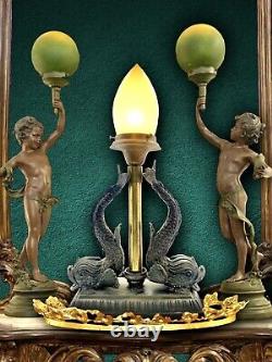 Uranium Rare Lamp Shade with Dolphin /Fish Design Metal Lamp Vintage Decor