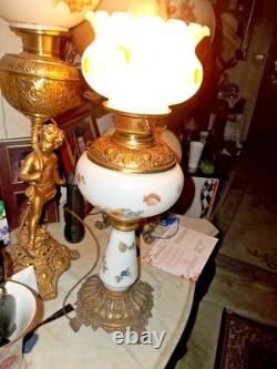 VICTORIAN FLORAL BANQUET / GONE WITH THE WIND LAMP HAND PAINTED With FLOWERS 22