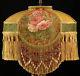 Victorian Lampshade Waverly Roses Fabric Sage, Rust Gold Silk Vintage Look Shade