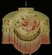 Victorian Shabby Chic Lampshade Serene Pink Roses Sage Silk Fabric Vintage Look