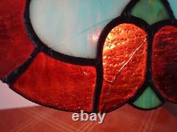 VINTAGE 1930's Tiffany Style Leaded Stained Glass Hanging Light Fixture HANDMADE