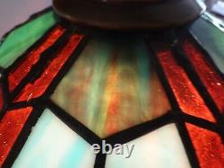 VINTAGE 1930's Tiffany Style Leaded Stained Glass Hanging Light Fixture HANDMADE