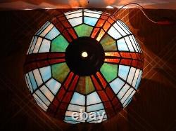 VINTAGE 1930's Tiffany Style Leaded Stained Glass Hanging Light Fixture HANDMADE