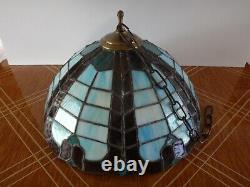 VINTAGE 1930's Tiffany Style Leaded Stained Glass Hanging Light Fixture HANDMADE