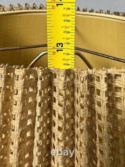 VINTAGE 1970s MCM MID CENTURY RATTAN WICKER LAMP SHADE LARGE 19in