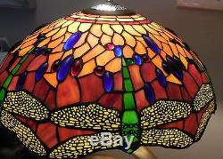 VINTAGE 20 DRAGON FLY TIFFANY Style Stained GLASS LAMP SHADE