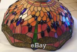 VINTAGE 20 DRAGON FLY TIFFANY Style Stained GLASS LAMP SHADE