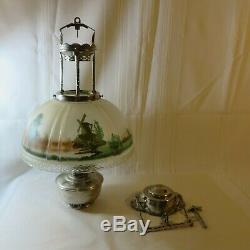 VINTAGE ALADDIN FOUR POST HANGING OIL LAMP With12 BURNER AND SHADE 20'S-30'S