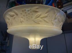 VINTAGE ANTIQUE EMBOSSED GLASS TORCHIERE FLOOR LAMP SHADE-EXCELLENT