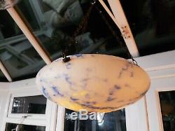 VINTAGE ART DECO MOTTLED GLASS FLY CATCHER CEILING LIGHT SHADE reclaimed