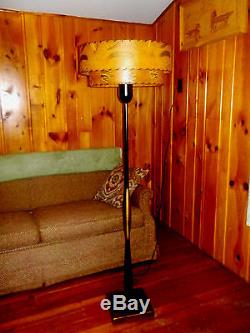 Vintage Atomic Era Floor Lamp With 2 Tier Fiberglass Lampshade