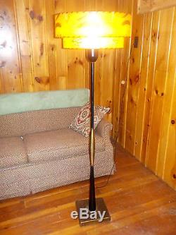 Vintage Atomic Era Floor Lamp With 2 Tier Fiberglass Lampshade