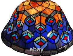 VINTAGE DALE TIFFANY Stain Glass Peacock Lamp Shade Signed