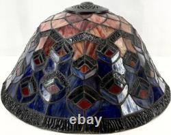 VINTAGE DALE TIFFANY Stain Glass Peacock Lamp Shade Signed