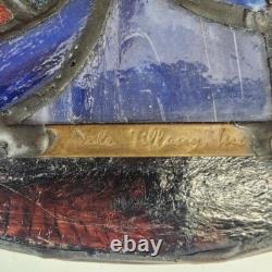 VINTAGE DALE TIFFANY Stain Glass Peacock Lamp Shade Signed