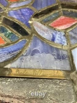VINTAGE DALE TIFFANY Stain Glass Peacock Lamp Shade Signed