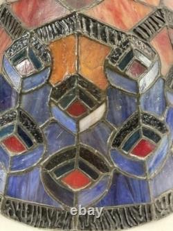 VINTAGE DALE TIFFANY Stain Glass Peacock Lamp Shade Signed