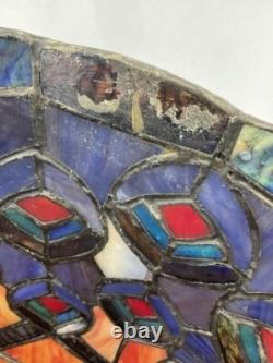 VINTAGE DALE TIFFANY Stain Glass Peacock Lamp Shade Signed