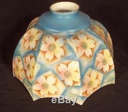 VINTAGE EARLY 20th CENTURY FLORAL DECORATED MILK GLASS UMBRELLA LAMP SHADE