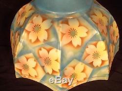 VINTAGE EARLY 20th CENTURY FLORAL DECORATED MILK GLASS UMBRELLA LAMP SHADE