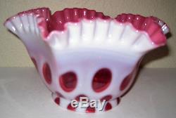 VINTAGE FENTON Cranberry Coin Dot Opalescent LAMP SHADE